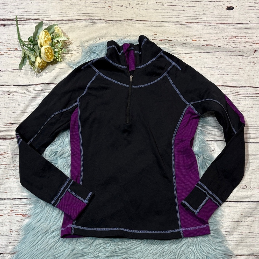 Title Nine Hybrid Purple Black Thermal 1/4 Zip Fleece Pullover
